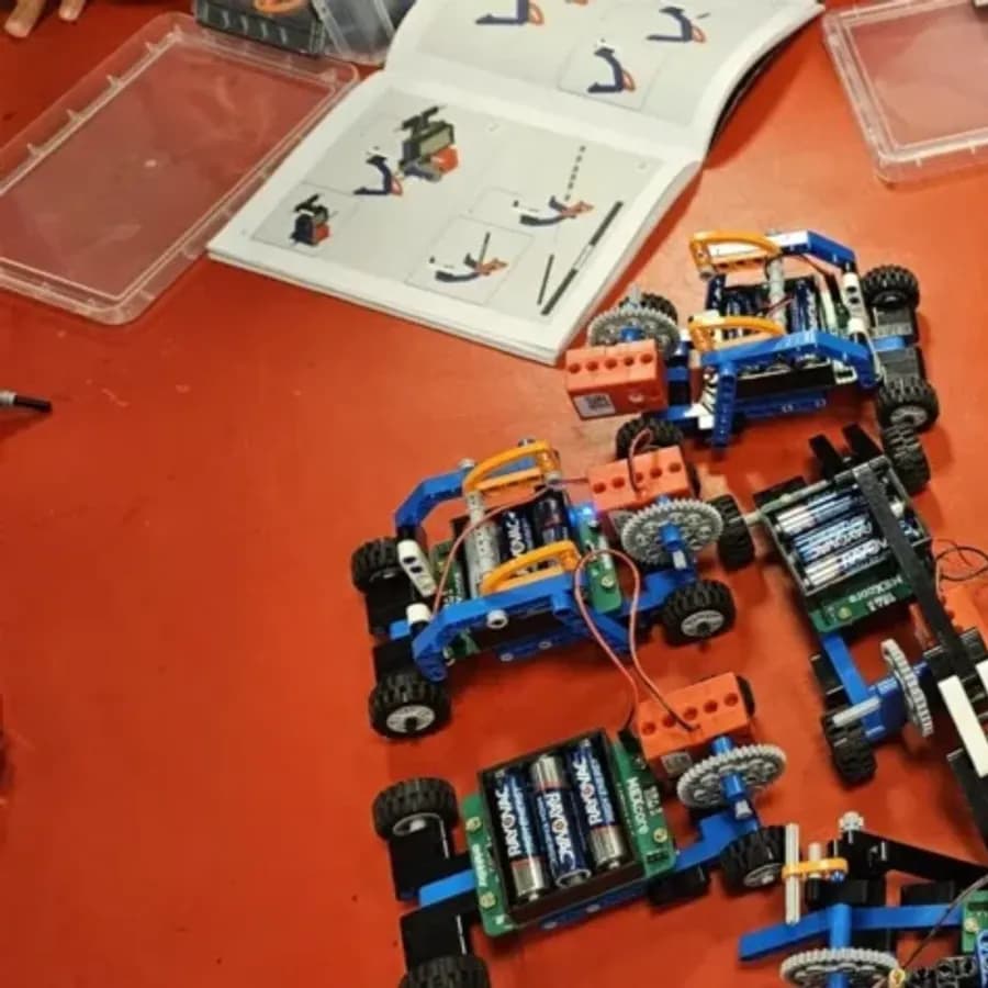 Robots built in class, ready to test