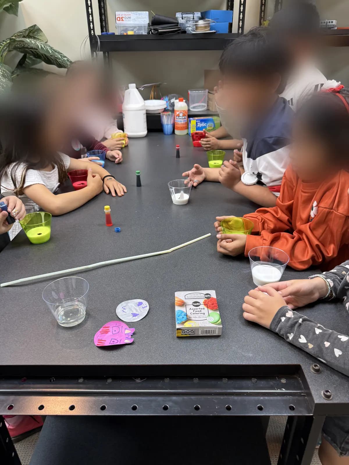 A milk-and-food-coloring experiment
