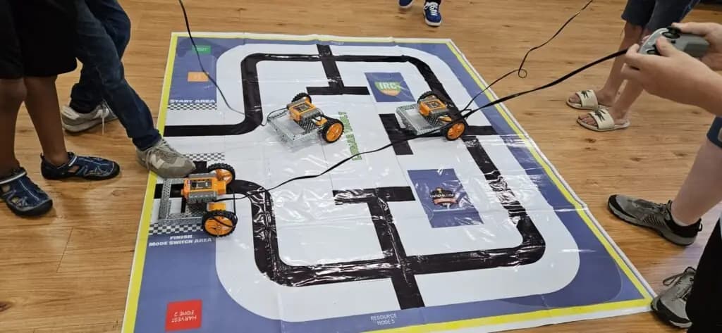 Driving the course on the road-map mat